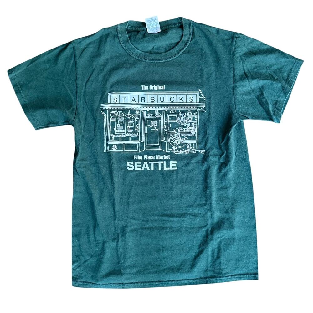 The Original Starbucks Pike Place Market Seattle T-Shirt Green Sz Small